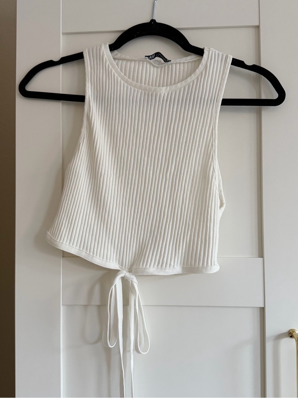 White Zara Tie-Up Tank Top - Size: L - Brand New Without Tags
